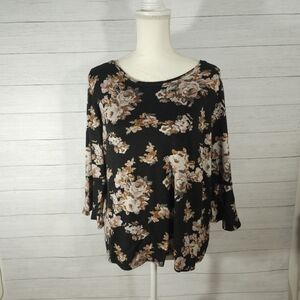 Apt 9 Floral Long Sleeve Shirt with Flowy Sleeves Size L